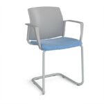 DAMS Santana cantilever chair with fabric seat and plastic back and fixed arms - made to order-29474