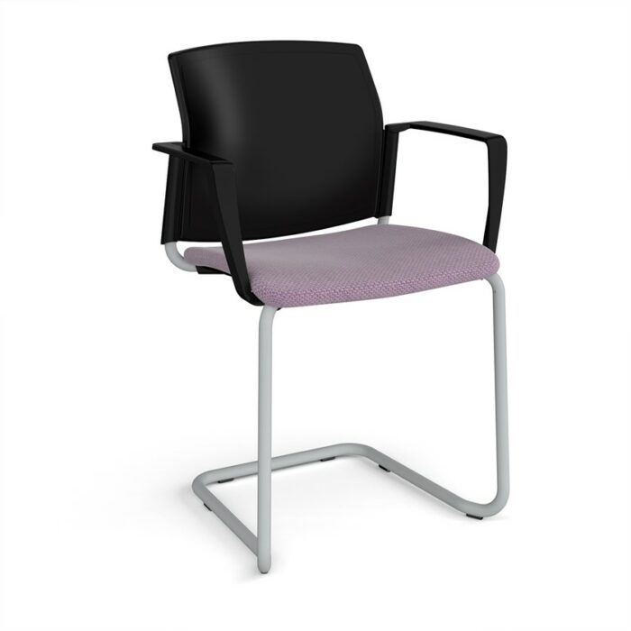 DAMS Santana cantilever chair with fabric seat and plastic back and fixed arms - made to order-29475