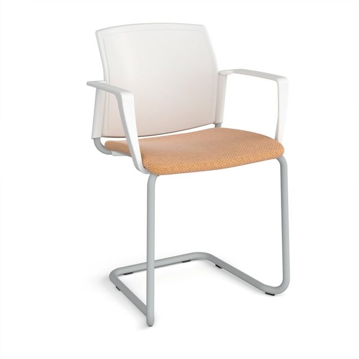 DAMS Santana cantilever chair with fabric seat and plastic back and fixed arms - made to order-29473