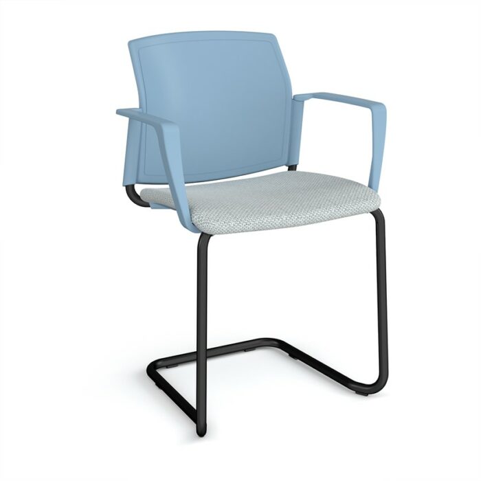 DAMS Santana cantilever chair with fabric seat and plastic back and fixed arms - made to order-29484