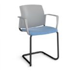 DAMS Santana cantilever chair with fabric seat and plastic back and fixed arms - made to order-29483