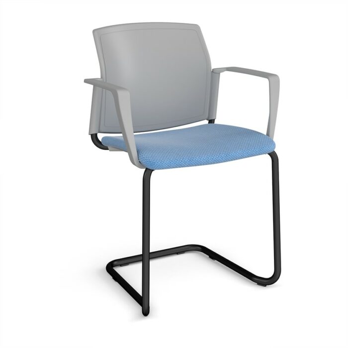 DAMS Santana cantilever chair with fabric seat and plastic back and fixed arms - made to order-29483