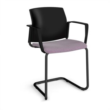 DAMS Santana cantilever chair with fabric seat and plastic back and fixed arms - made to order-0