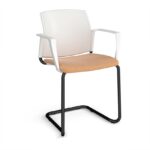 DAMS Santana cantilever chair with fabric seat and plastic back and fixed arms - made to order-29482