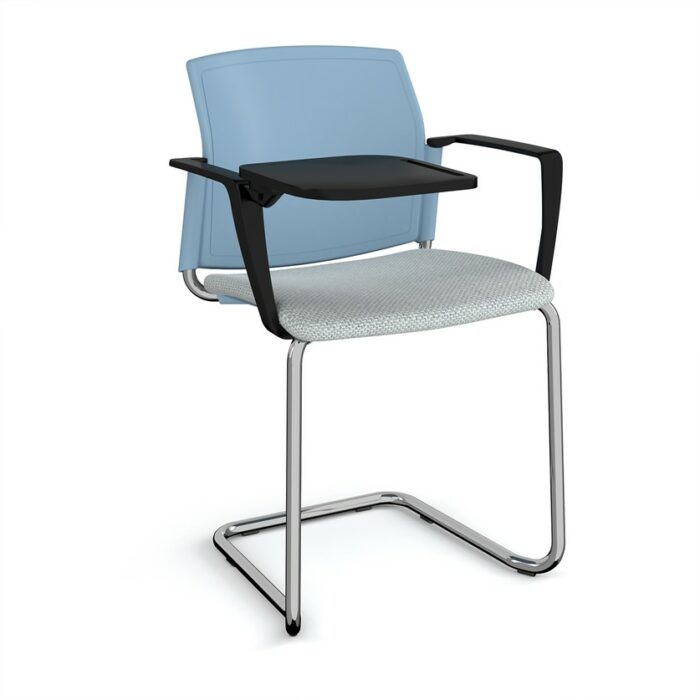 DAMS Santana cantilever chair with fabric seat and plastic back, arms and writing tablet - made to order-29506