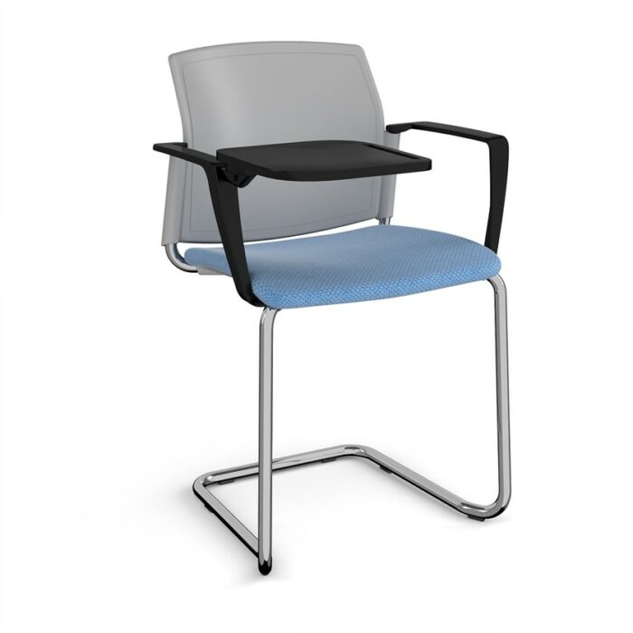 DAMS Santana cantilever chair with fabric seat and plastic back, arms and writing tablet - made to order-29503