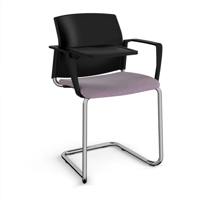 DAMS Santana cantilever chair with fabric seat and plastic back, arms and writing tablet - made to order-29504