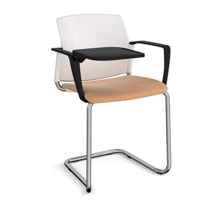 DAMS Santana cantilever chair with fabric seat and plastic back, arms and writing tablet - made to order-29505