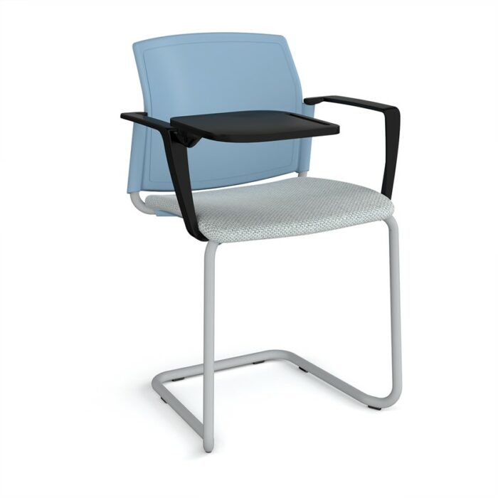 DAMS Santana cantilever chair with fabric seat and plastic back, arms and writing tablet - made to order-29501