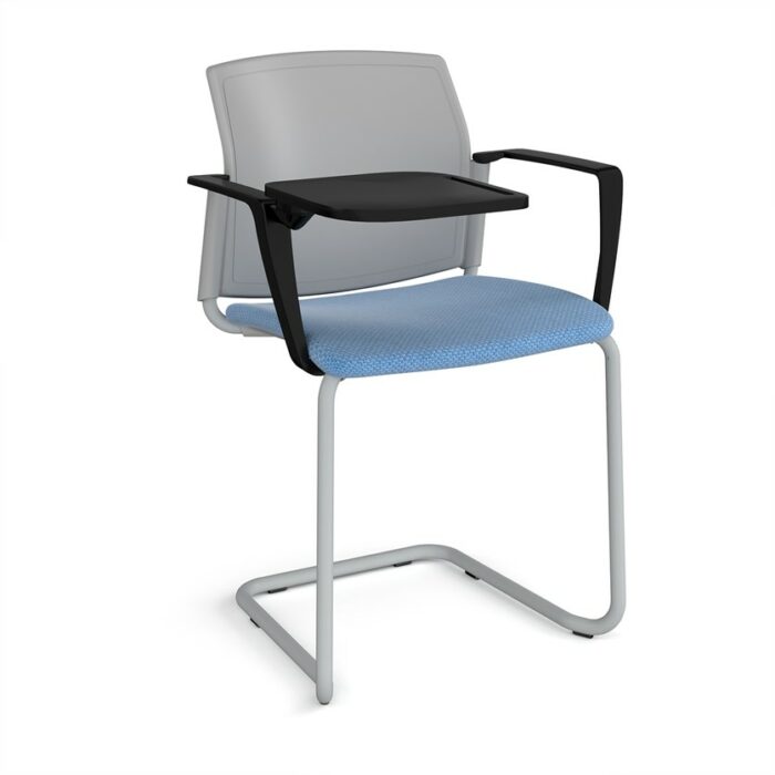 DAMS Santana cantilever chair with fabric seat and plastic back, arms and writing tablet - made to order-29500