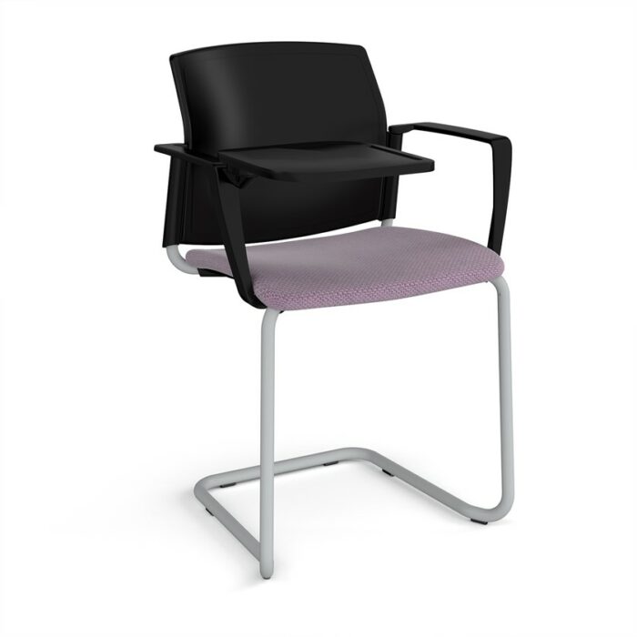 DAMS Santana cantilever chair with fabric seat and plastic back, arms and writing tablet - made to order-29499