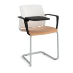 DAMS Santana cantilever chair with fabric seat and plastic back, arms and writing tablet - made to order-29502