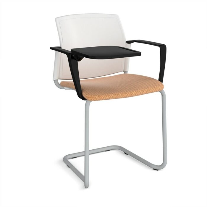 DAMS Santana cantilever chair with fabric seat and plastic back, arms and writing tablet - made to order-29502