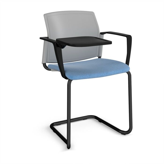 DAMS Santana cantilever chair with fabric seat and plastic back, arms and writing tablet - made to order-29508