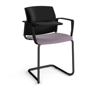 DAMS Santana cantilever chair with fabric seat and plastic back, arms and writing tablet - made to order-0