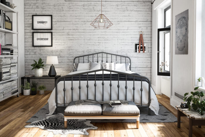 Dorel Novogratz Bushwick Metal Bed - King - Grey-31767
