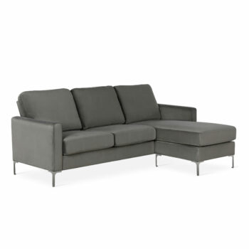 Dorel Novogratz Chapman Sectional Sofa - Velvet - Grey-0