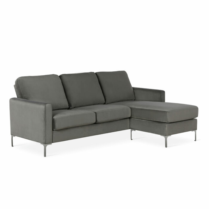 Dorel Novogratz Chapman Sectional Sofa - Velvet - Grey-0