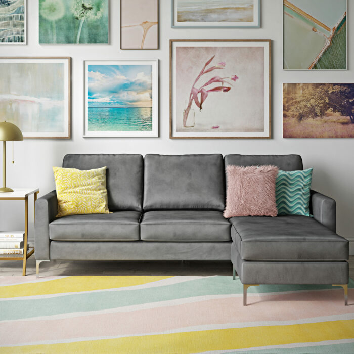 Dorel Novogratz Chapman Sectional Sofa - Velvet - Grey-31699