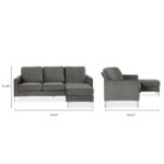Dorel Novogratz Chapman Sectional Sofa - Velvet - Grey-31696