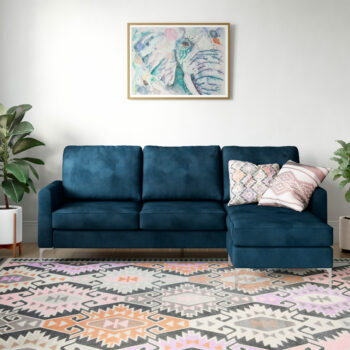 Dorel Novogratz Chapman Sectional Sofa - Velvet - Blue-0