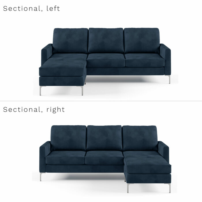 Dorel Novogratz Chapman Sectional Sofa - Velvet - Blue-31691