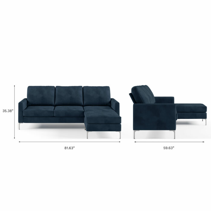 Dorel Novogratz Chapman Sectional Sofa - Velvet - Blue-31690