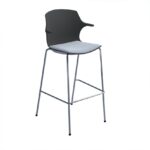 DAMS Roscoe high stool with chrome legs and plastic shell with arms - made to order seat-0