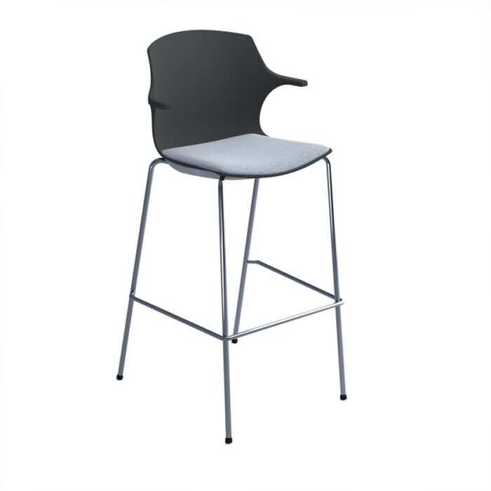 DAMS Roscoe high stool with chrome legs and plastic shell with arms - made to order seat-0