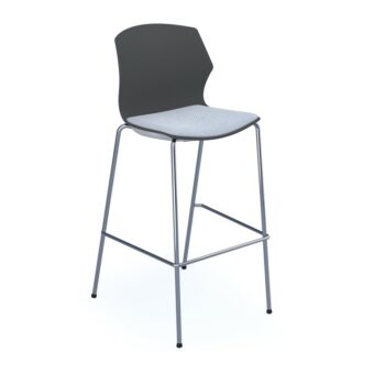 DAMS Roscoe high stool with chrome legs and plastic shell - made to order seat-0