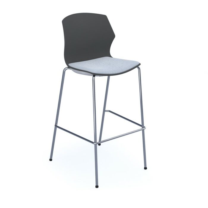 DAMS Roscoe high stool with chrome legs and plastic shell - made to order seat-0