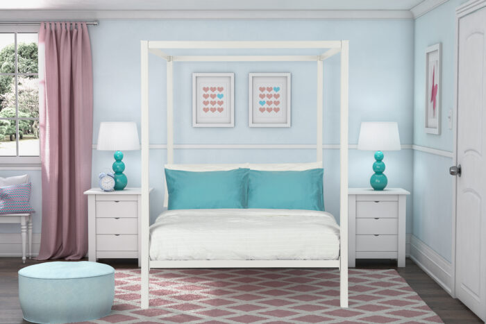 Dorel Modern Metal Canopy Bed - Double - White-31250