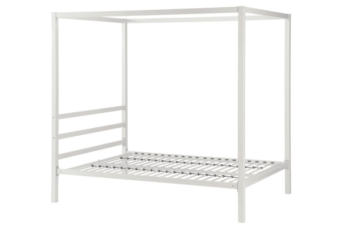 Dorel Modern Metal Canopy Bed - Double - White-0