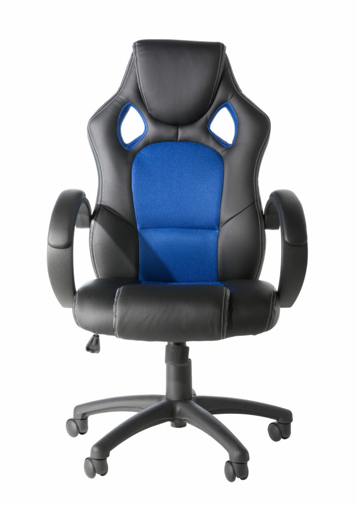 Dorel Alphason Daytona Faux Leather Racing Chair - Black With Blue Insert-30279