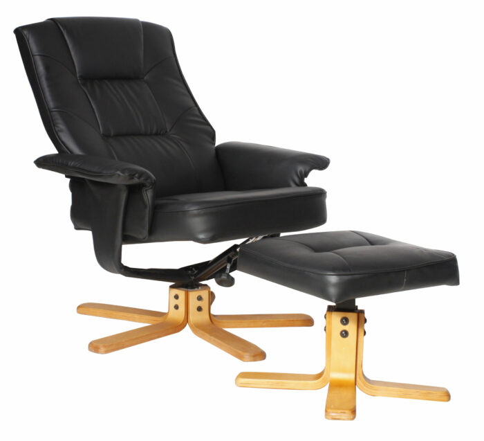 Dorel Alphason Drake Recliner Chair With Footstool - Black-30419