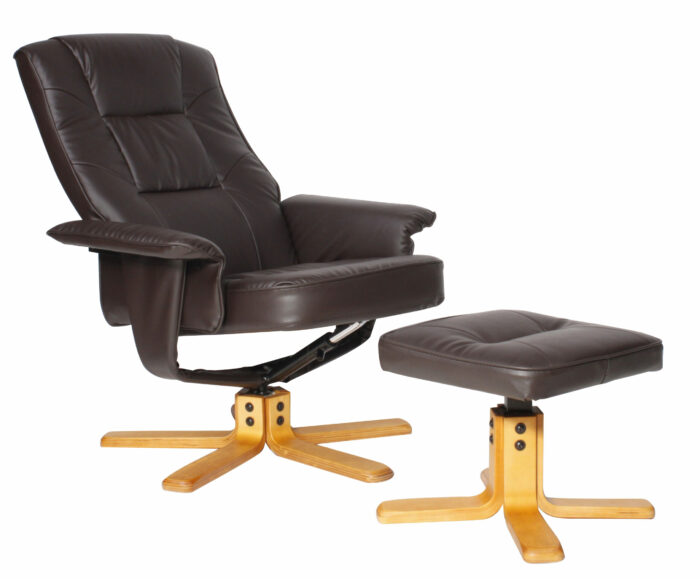 Dorel Alphason Drake Recliner Chair With Footstool - Brown-30425