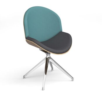 DAMS Shout upholstered lounge chair with oak back and chrome pyramid base-0