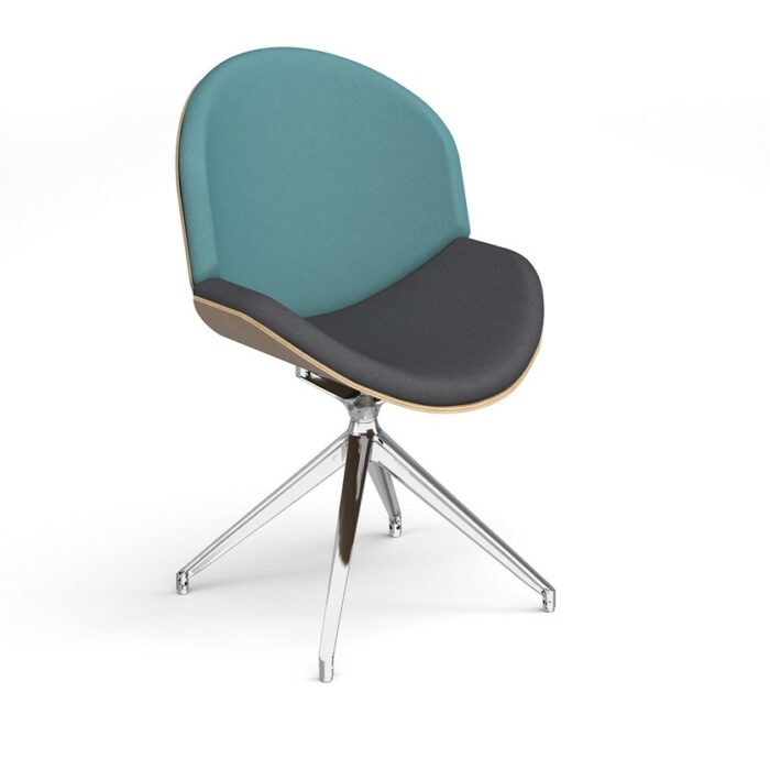 DAMS Shout upholstered lounge chair with oak back and chrome pyramid base-0
