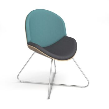 DAMS Shout upholstered lounge chair with oak back and chrome criss-cross sled frame-0