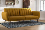 Dorel Novogratz Brittany Sofa Bed Wooden Legs - Linen - Mustard-31648