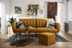 Dorel Novogratz Brittany Sofa Bed Wooden Legs - Linen - Mustard-31646