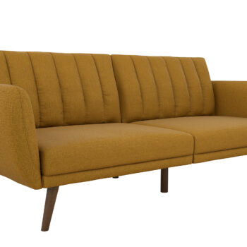 Dorel Novogratz Brittany Sofa Bed Wooden Legs - Linen - Mustard-0