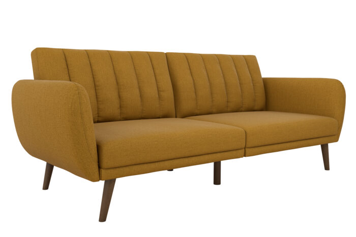 Dorel Novogratz Brittany Sofa Bed Wooden Legs - Linen - Mustard-0