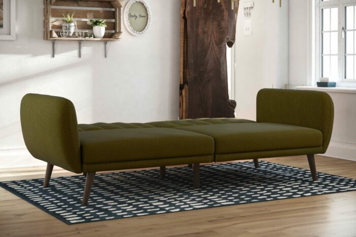 Dorel Novogratz Brittany Sofa Bed Wooden Legs - Linen - Green-31623