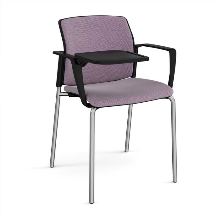 DAMS Santana 4 leg stacking chair with fabric seat and back, arms and writing tablet - made to order-29165