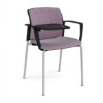 DAMS Santana 4 leg stacking chair with fabric seat and back, arms and writing tablet - made to order-29163