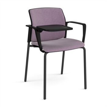 DAMS Santana 4 leg stacking chair with fabric seat and back, arms and writing tablet - made to order-0