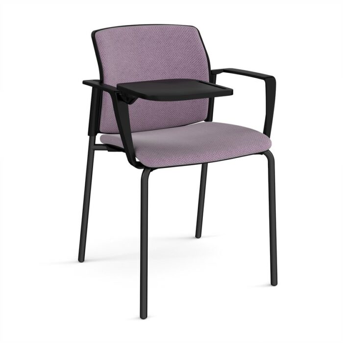 DAMS Santana 4 leg stacking chair with fabric seat and back, arms and writing tablet - made to order-0