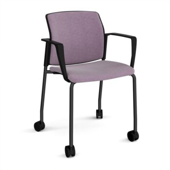 DAMS Santana 4 leg mobile chair with fabric seat and back, with castors and fixed arms - made to order-0