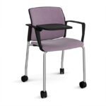 DAMS Santana 4 leg mobile chair with fabric seat and back, with castors, arms and writing tablet - made to order-29187